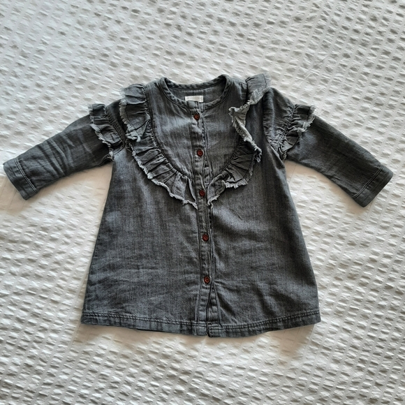 NOPPIES "The Sappington" Denim Dress, Grey, size 6-9 months - Picture 1 of 5